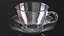 Clear Glass Tea Cup with Plate Empty 3D model