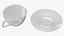 Clear Glass Tea Cup with Plate Empty 3D model