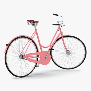City Bike Pink Rigged 3D Model