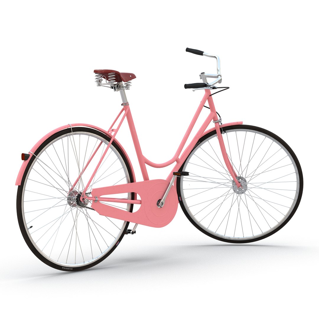 City Bike Pink Rigged 3D Model 3D model preview