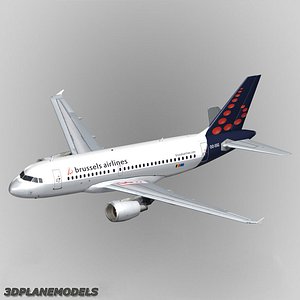 3d model airbus a319 brussels airlines