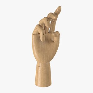 wooden mannequin hand rig 3D model