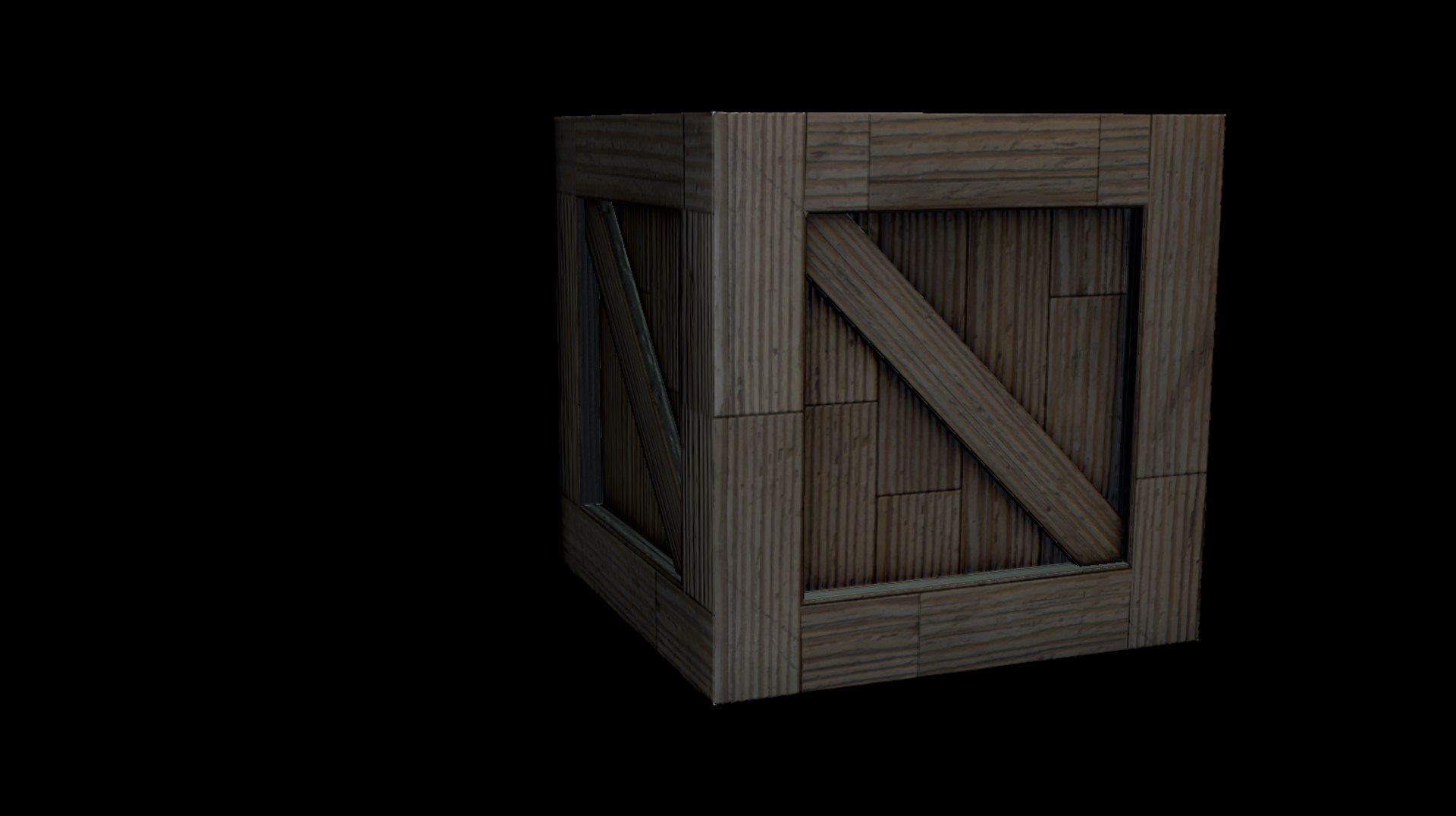 low-poly wooden crate blend