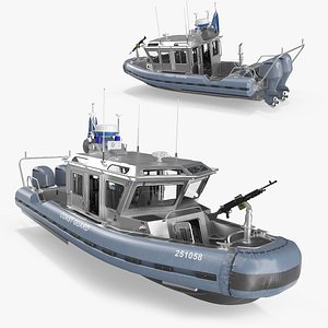 Armed Coast Guard Interceptor Vessel Rigged for Maya