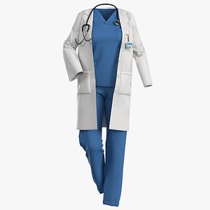 female doctor uniform with texture 3D model
