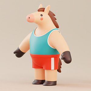 Cartoon Horse Character Illustration Low-poly 3D model