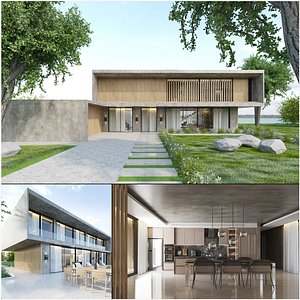 3D Summer House Villa Exterior and Interior
