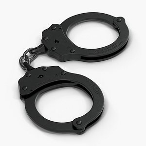 handcuffs short chain black metal 3d model