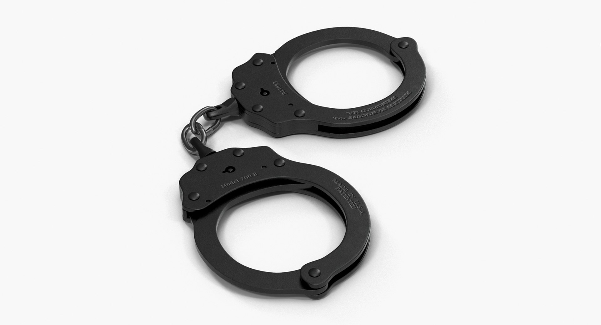 Handcuffs Short Chain Black Metal 3D model preview