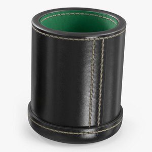 3D Dice Cup Leather Black