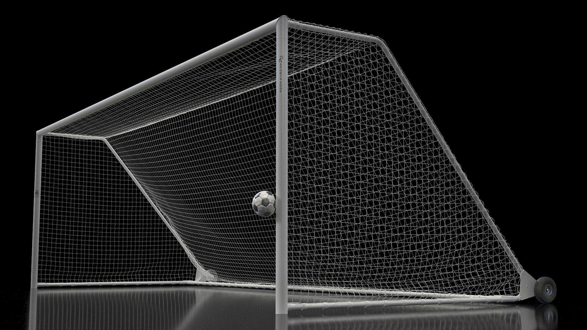 Animated Slowmotion Soccer Ball Hits the Bar and Bounces Back Off 3D model preview