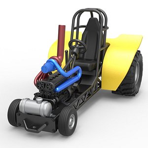 Diecast Mini Rod pulling tractor 8 Scale 1 to 25 3D