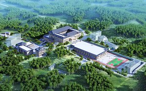 3D School Campus Exterior - Academic Complex