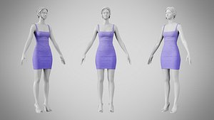 Dress 52 Ube With Design 3D model