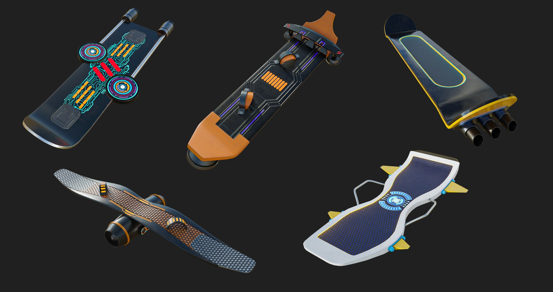 10 Sci Fi Hoverboards All PBR Unity UE Textures 3D model - TurboSquid ...