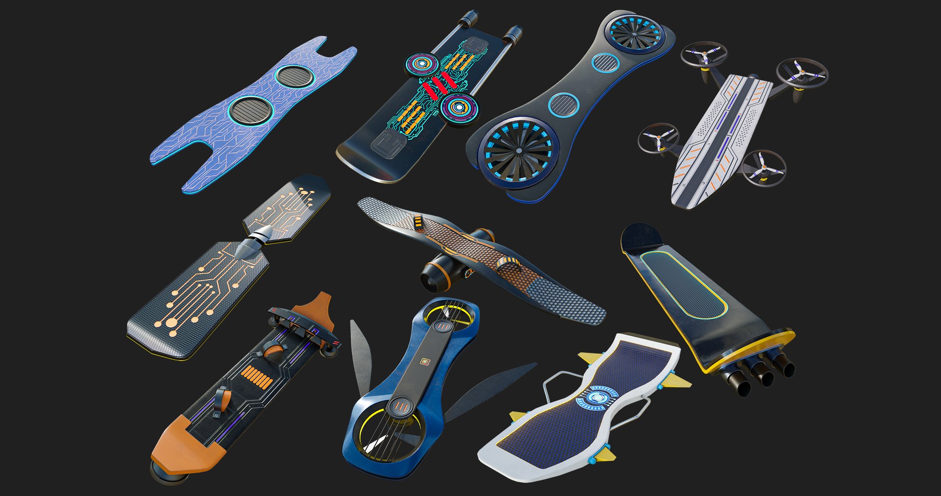 10 Sci Fi Hoverboards All Pbr Unity Ue Textures 3d Model - Turbosquid 