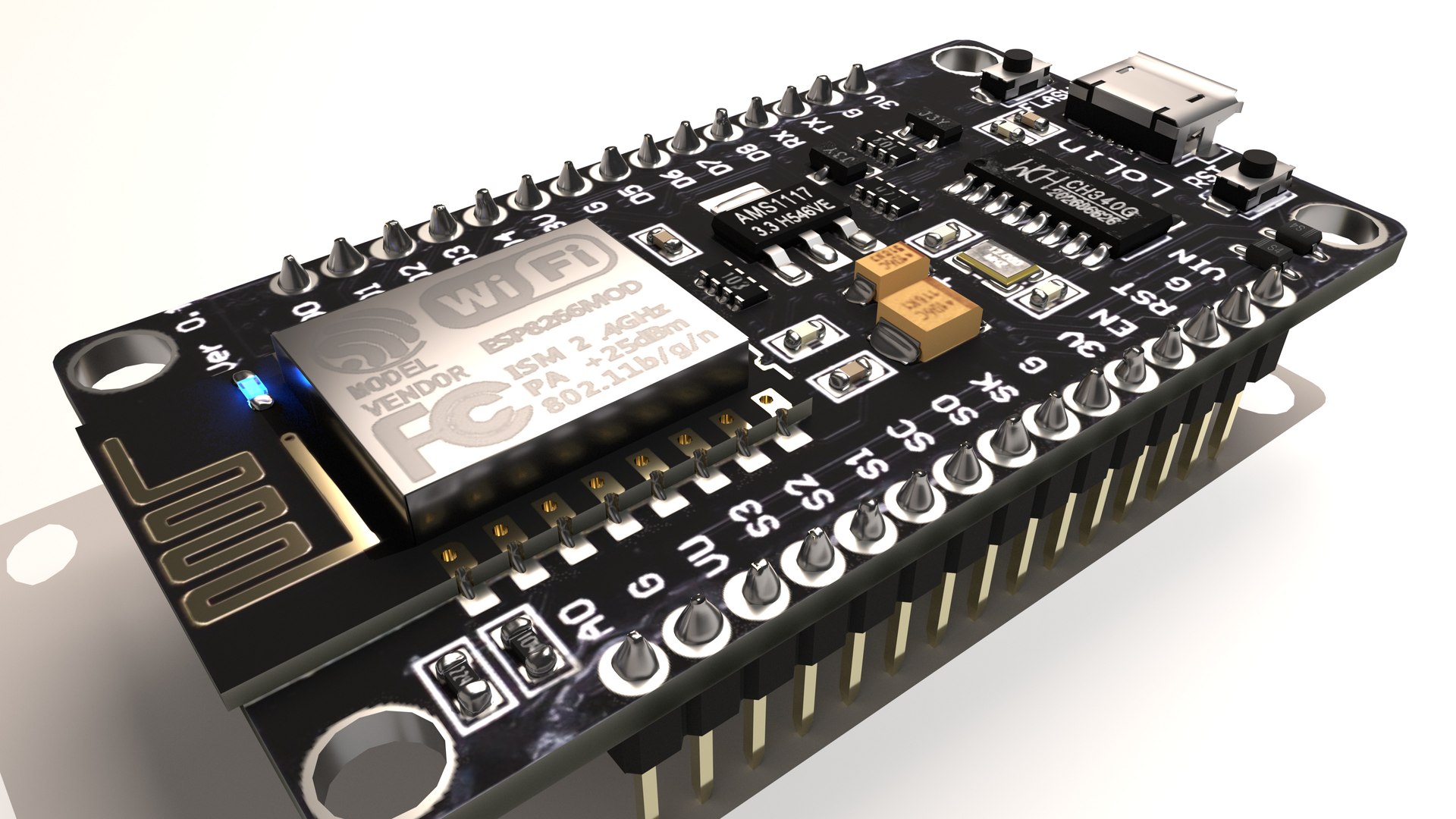 3D NodeMCU V3 With ESP8266 Arduino DIY Circuit Model - TurboSquid 2032718
