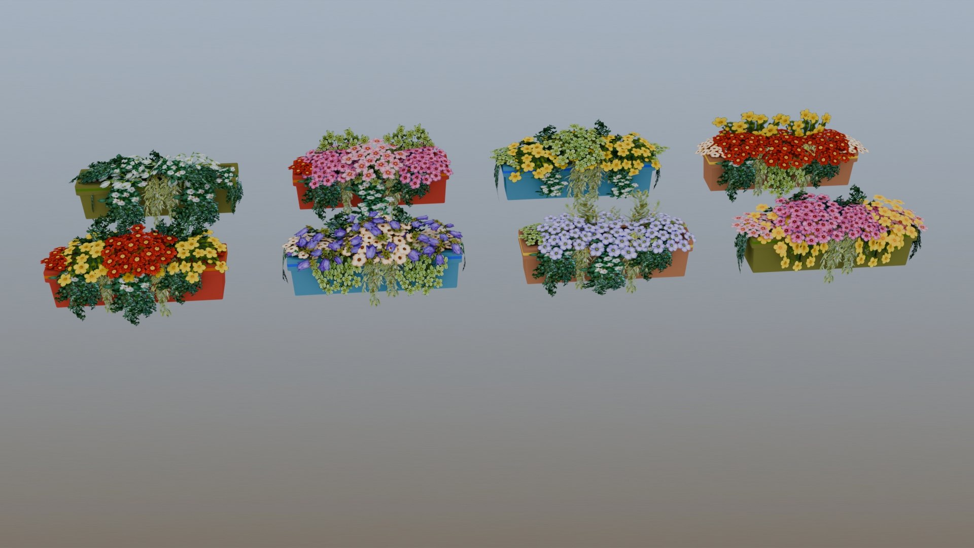 Flower Window Boxes Game Ready 3D Model 3D Model - TurboSquid 2641683