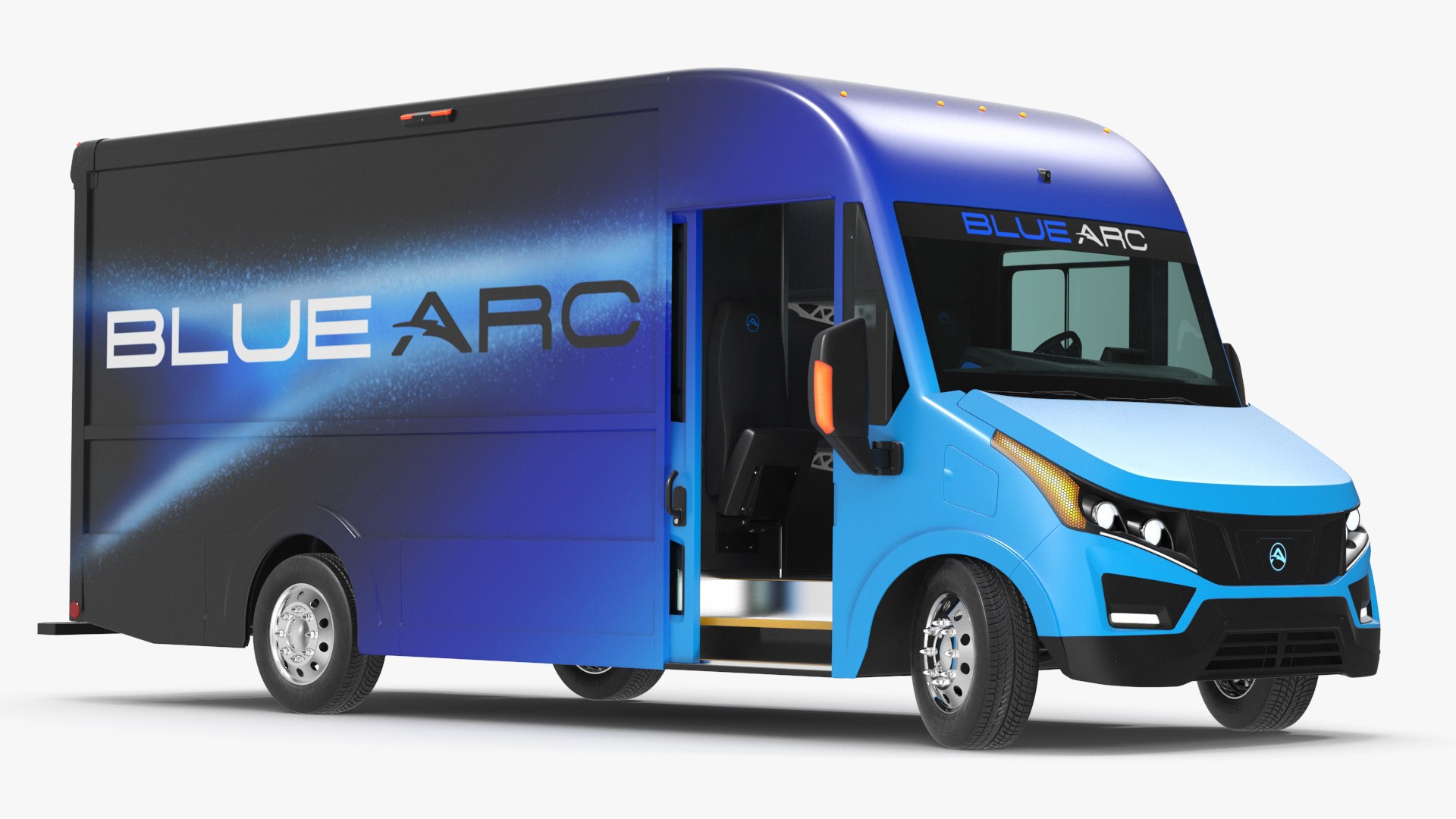 Blue Arc Electric Delivery Van Rigged 3D model preview
