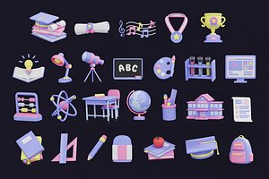 3D Education 3D Icon Pack model