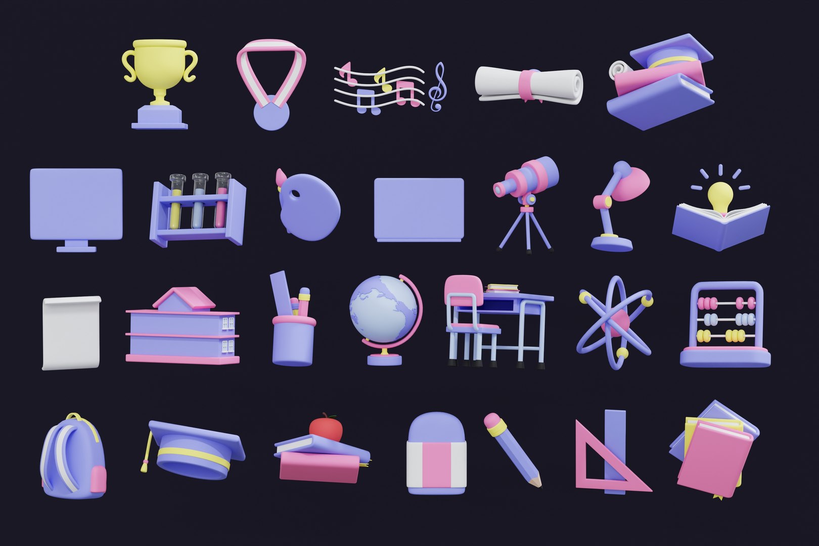 3d Education 3d Icon Pack Model Turbosquid 2219866