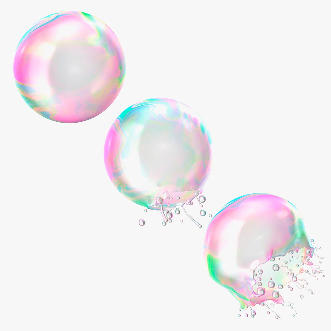Soap Bubble Burst Stages Collection 2 3D model preview