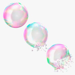 3D Soap Bubble Burst Stages Collection 2