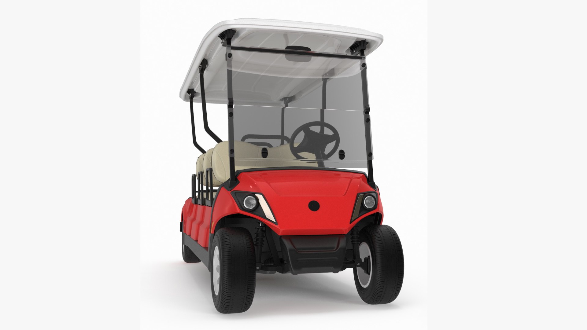 Yamaha Golf Electric Six Seat Car Red Rigged for Cinema 4D 3D model preview