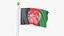 3D Afghanistan Flag Stand Pole Animated Loop model