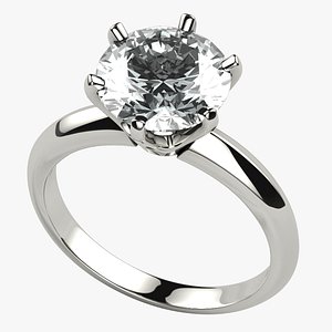 3D Single 9mm Diamond High Jewelry Gold Ring model