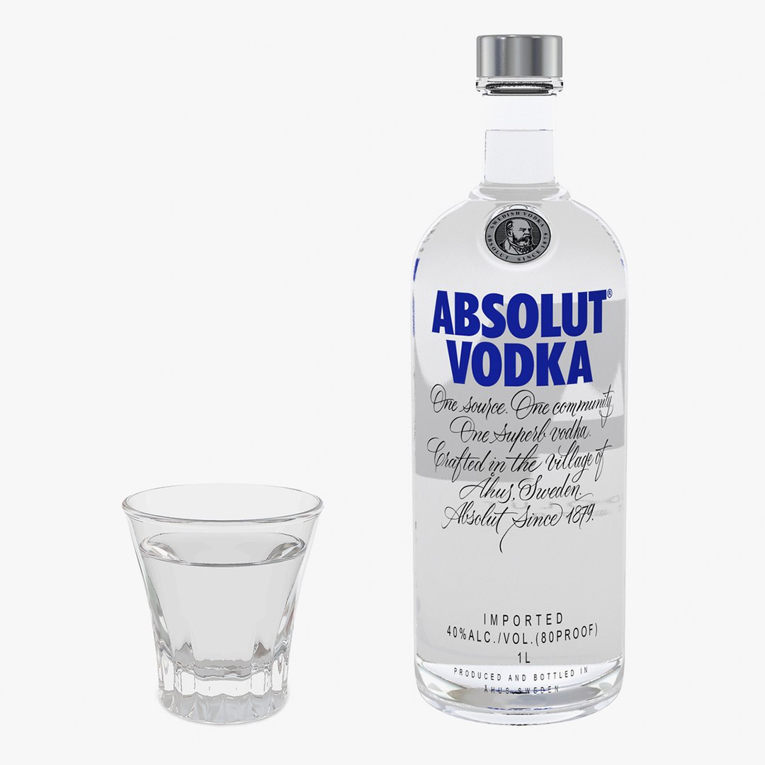 Vodka with Faceted Glass Collection 3D model preview
