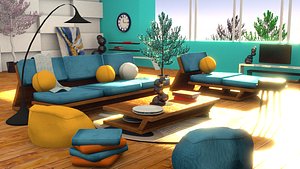 3D futuristic living room