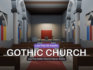 Low Poly Gothic Church Interior Scene