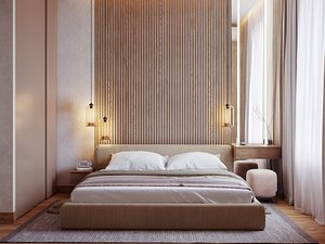 Delicate light bedroom full 3d scene corona render model