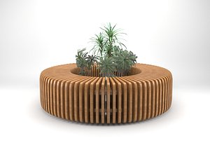 wooden bench parametric 3D model
