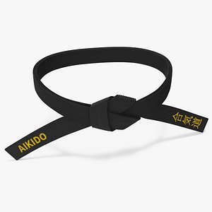 3D Aikido Black Waist Obi Belt model