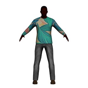 Low-Poly Black Bald Man
