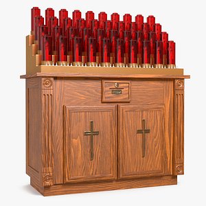 Church Votive Candle Stand Wooden Cabinet