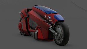 Free Akira Bike Futuristic Sci-Fi Motorcycle 3D Model Low-poly 3D model