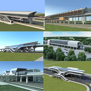 3D model Light Rail Station Collection 03