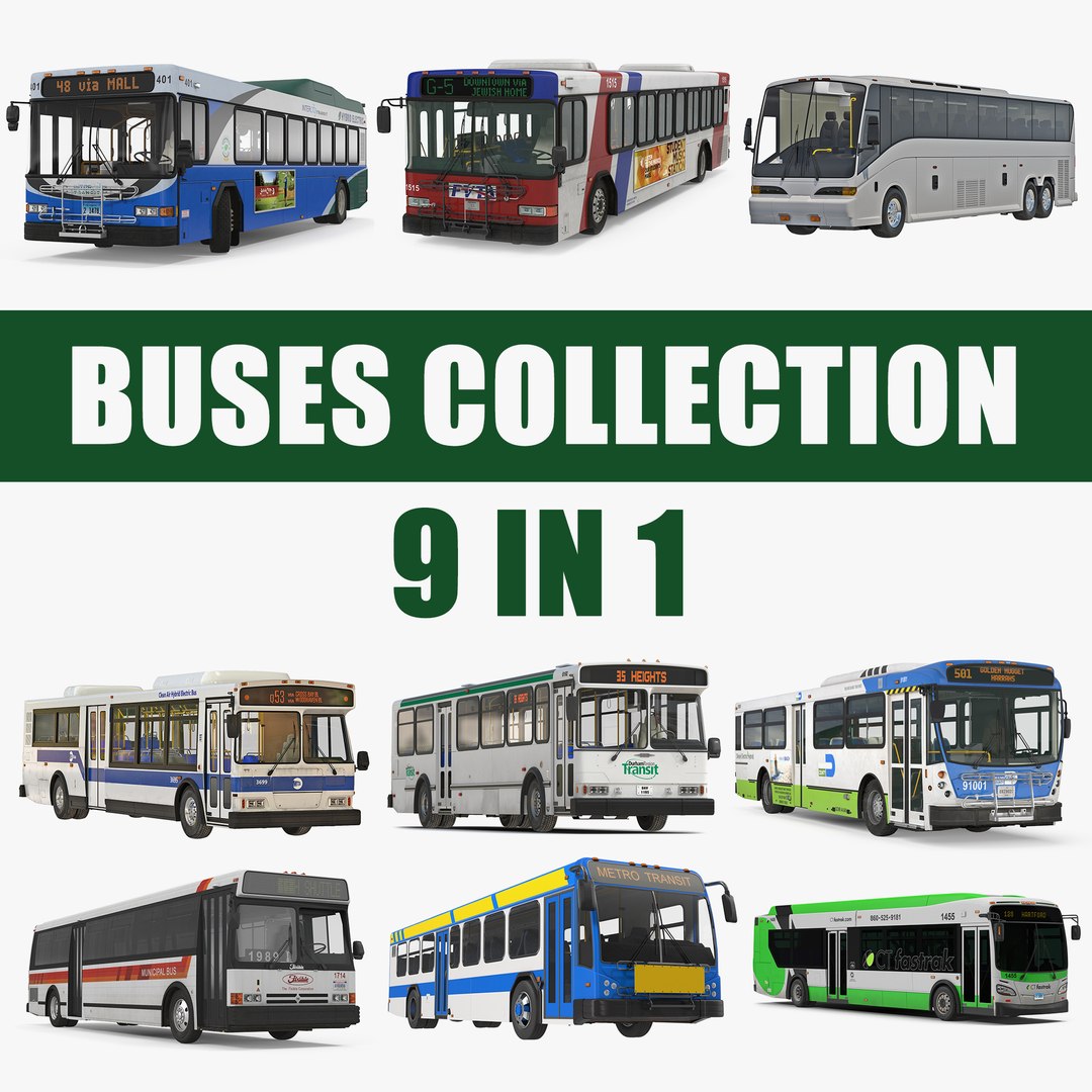 Buses 3D Models Collection 7 3D model preview