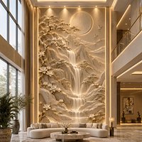 Modern Waterfall Landscape Relief Wall Art STL CNC 3D Print 02