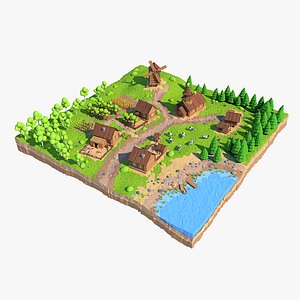 3d village cartoon model