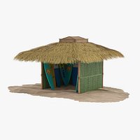 Bamboo Surfboard Storage Hut with Thatched Roof