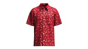Men Crimson Harvest Floral Print Shirt 3D model