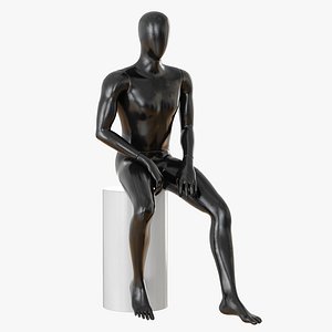 faceless male mannequin sitting 3D model
