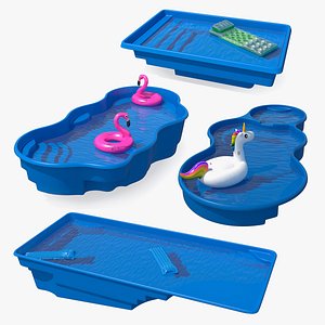 3D Swimming Pools with Inflatable Pool Floats Collection 2 model