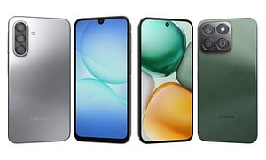 Honor X7c Forest Green And Samsung Galaxy A17 Gray 3D model