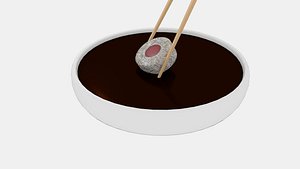 3D chopstick dip sushi