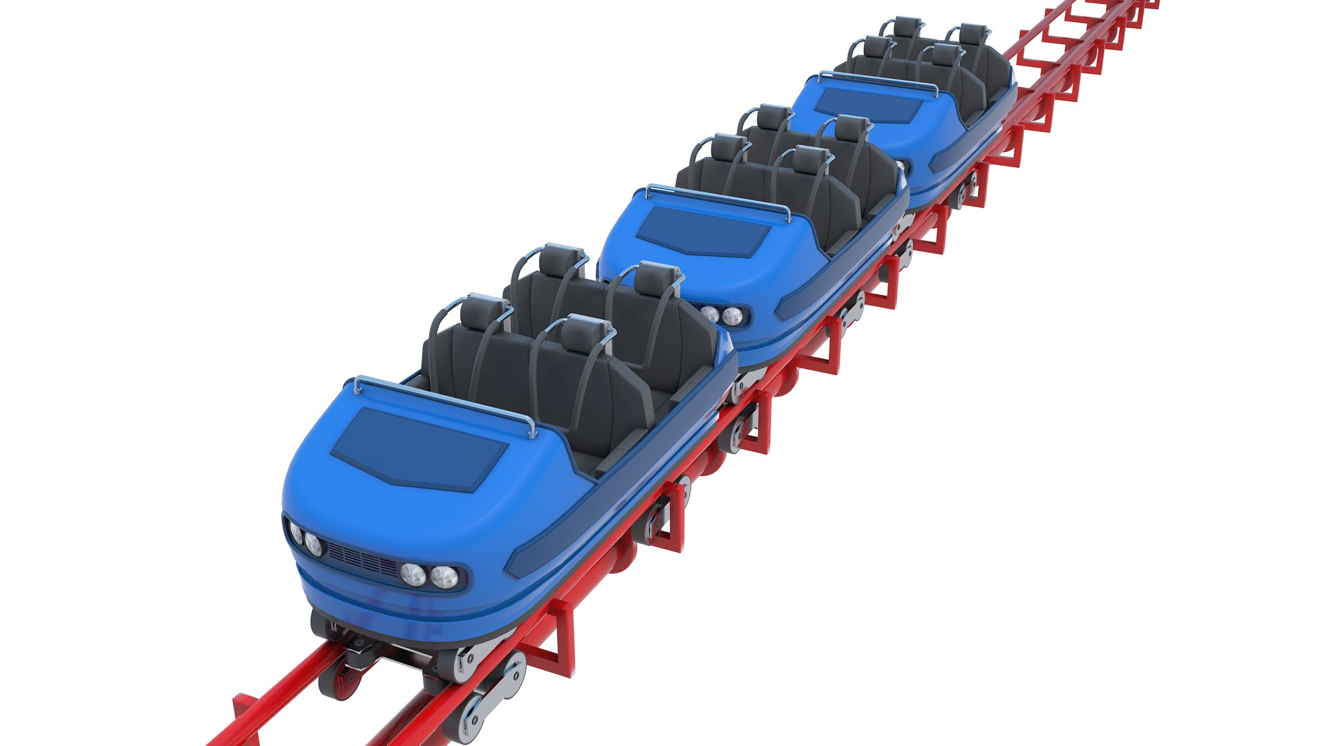 Roller Coaster Train Blue 3D Model TurboSquid 1931854